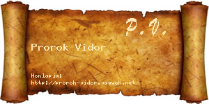 Prorok Vidor névjegykártya